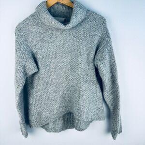 Brochu Walker Cowl Neck Heather Grey 100% Superfine Alpaca Knit Sweater Small